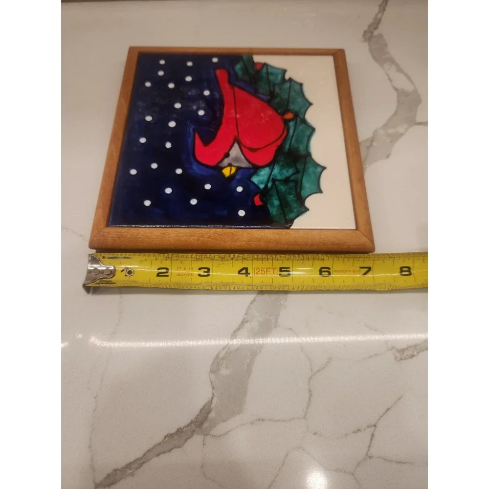 H & R Johnson Tile Cardinal Red Birds Wall Hanging 7x7